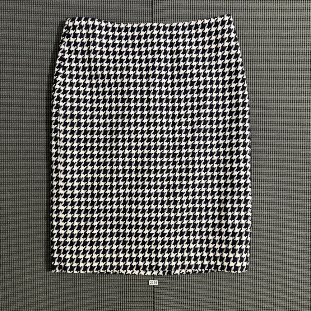 Talbots Petites Navy Blue White Houndstooth Pencil Skirt Size 6P